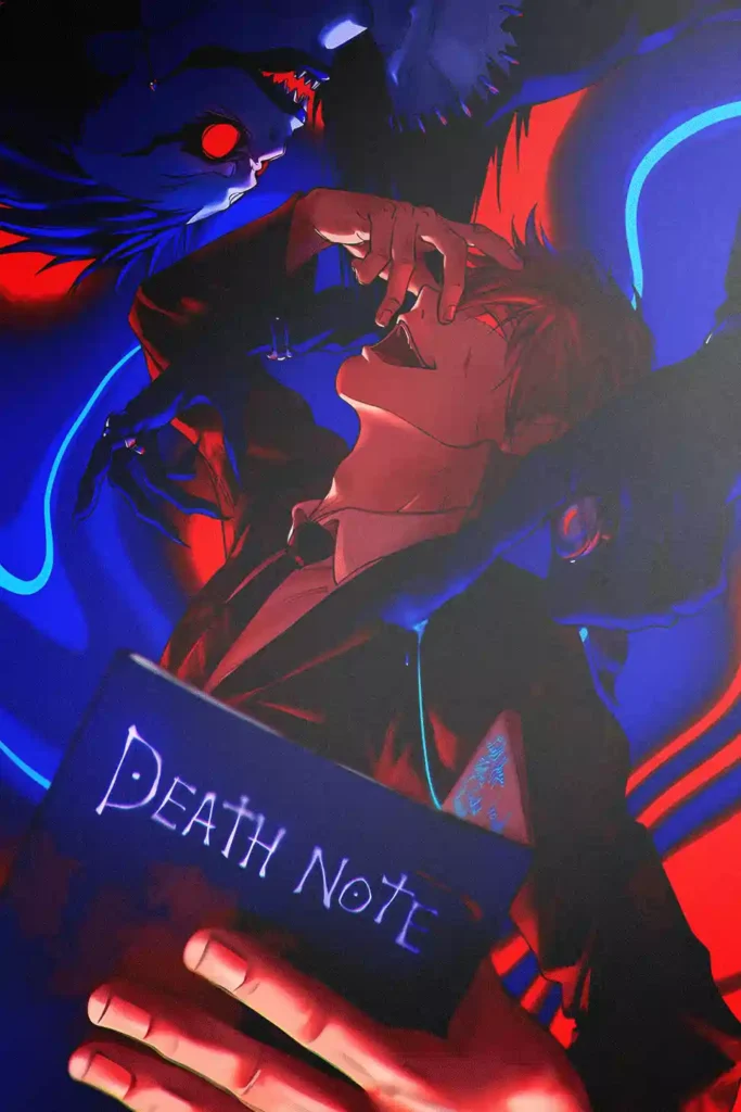Light Yagami Death Note metal wall art showcase shot from the Geekozi collection