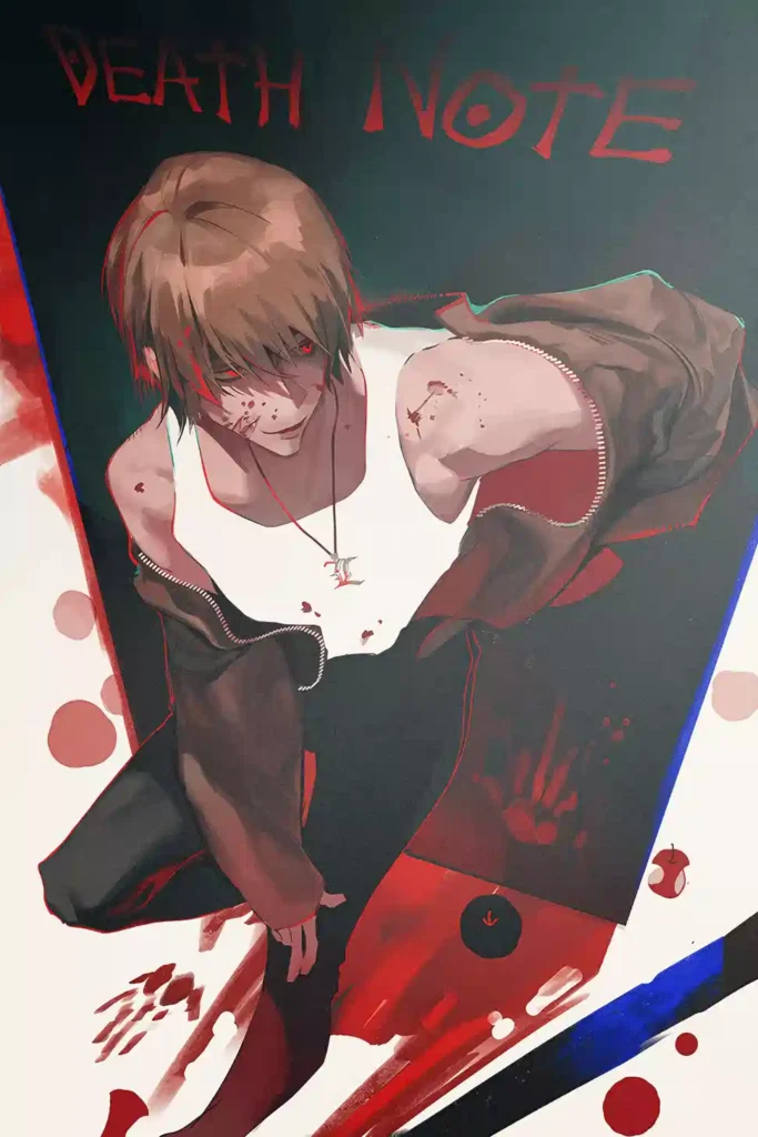 Showcase frame of the Light Yagami Outstanding Printed Metal Wall Art, anime metal poster