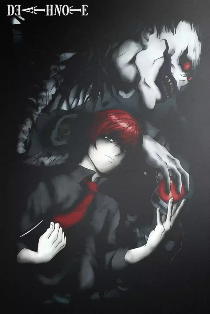 Light Yagami anime metal poster artistic detail and visual story from Death Note