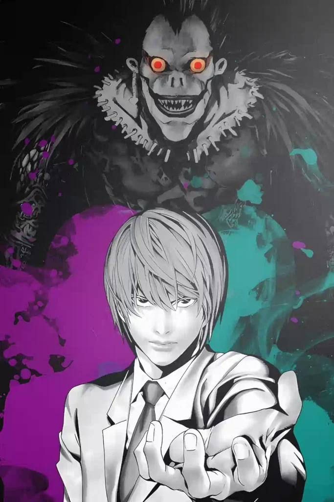 Showcase frame of the Light Yagami Printed Deluxe Metal Wall Poster, anime metal poster