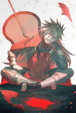 Madara Uchiha Naruto Ominous Crimson Aura Metal Wall Poster