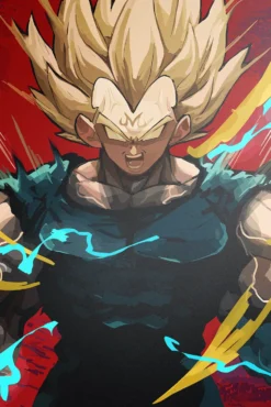 Vegeta Dragon Ball Explosive Final Explosion Stance Metal Wall Poster