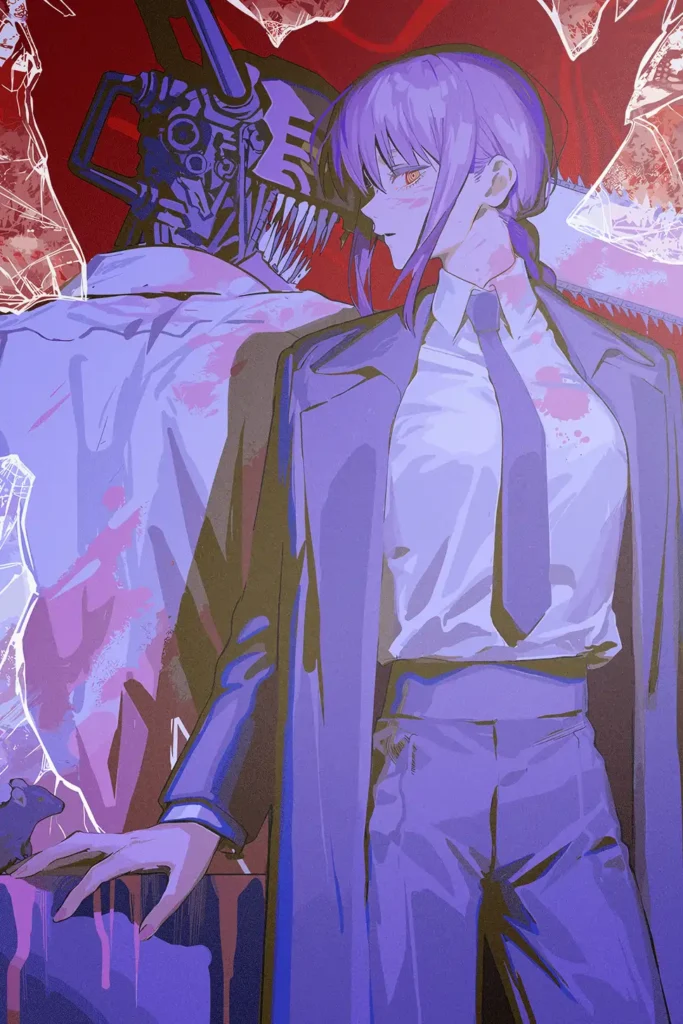 Makima and Denji Chainsaw Man Original Image Deluxe Printed Metal Wall Art