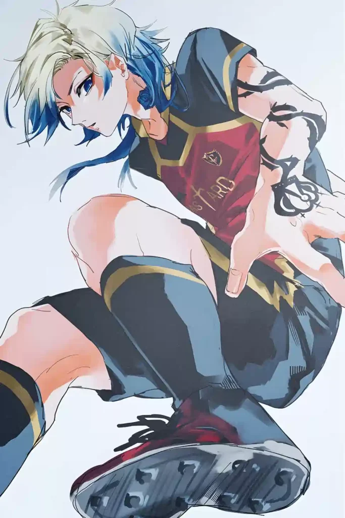 Michael Kaiser Blue Lock anime metal poster artistic showcase image highlighting the design narrative