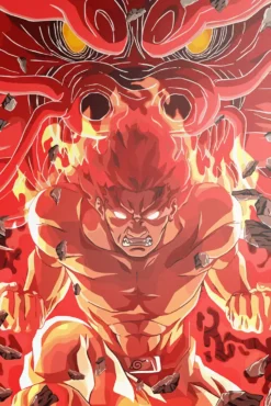 Might Guy Naruto Crimson Awakening Seventh Gate Stance Exclusive Metal Print