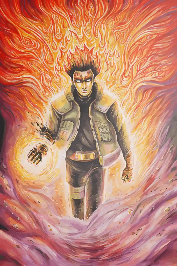 Might Guy Naruto Original Image Metal Print Wall Art