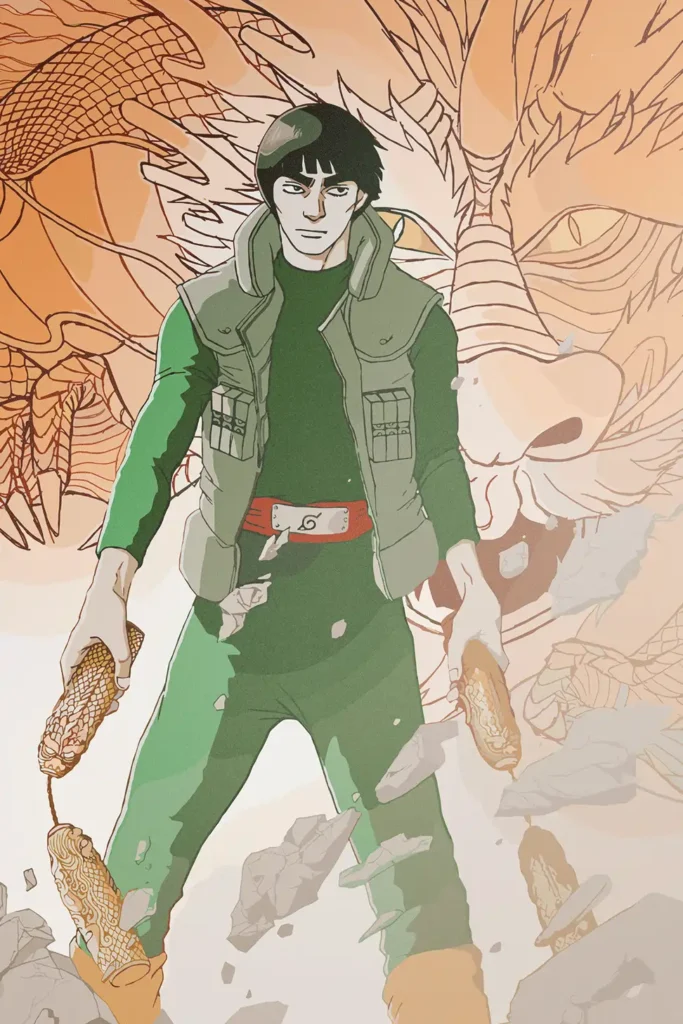Might Guy Naruto Original Image Premium Printed Metal Poster
