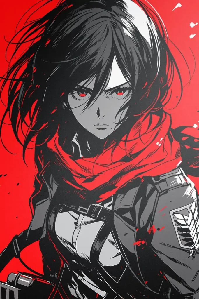 Mikasa Ackerman Attack On Titan Original Image High Quality Metal Print