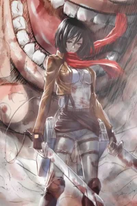 Mikasa Ackerman Attack On Titan Original Image Premium Metal Print