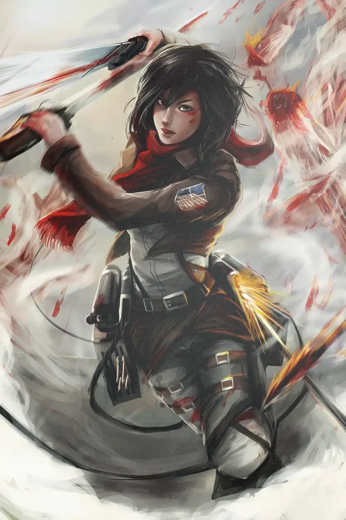 Mikasa Ackerman Attack On Titan Original Image Premium Printed Metal Poster