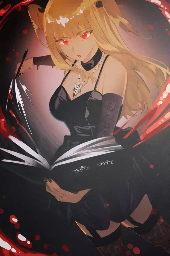 Artistic showcase photo of the Misa Amane Bespoke Metal Print Poster