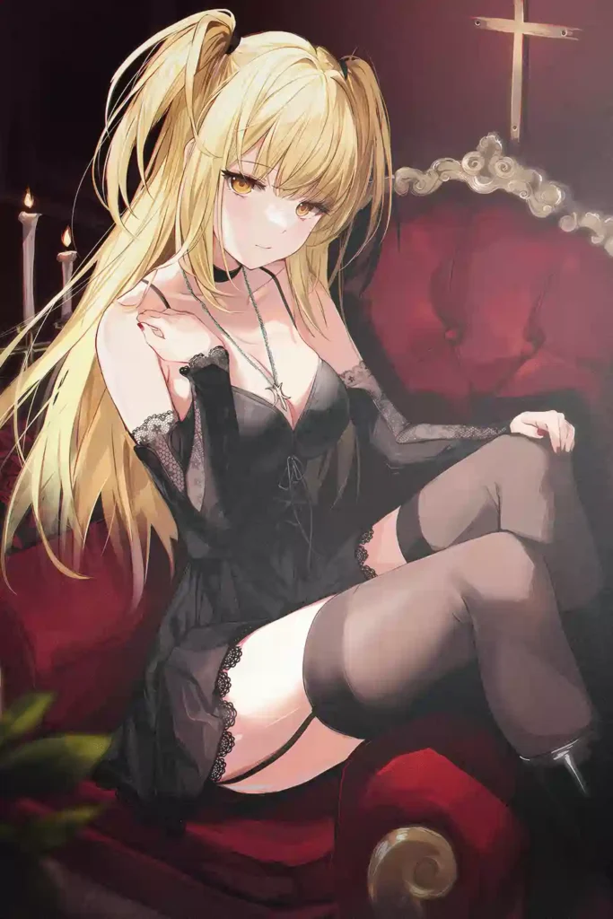 Misa Amane Death Note anime metal poster artistic showcase image highlighting the design narrative