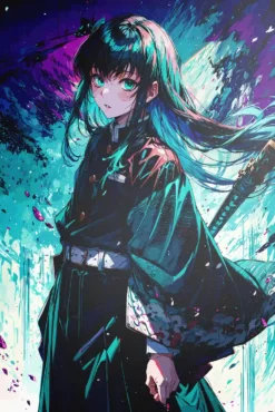 Muichiro Demon Slayer Ethereal Mist Breathing Stance High Quality Aluminium Printed Metal Poster