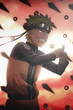 Naruto Uzumaki Anticipation Swirls Shadow Clone Art Exclusive Metal Print
