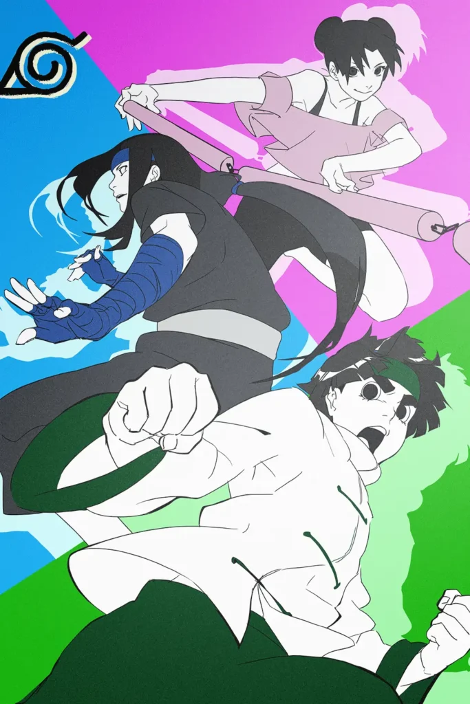 Neji Hyuga Team 3 Naruto Original Image Exclusive Metal Poster