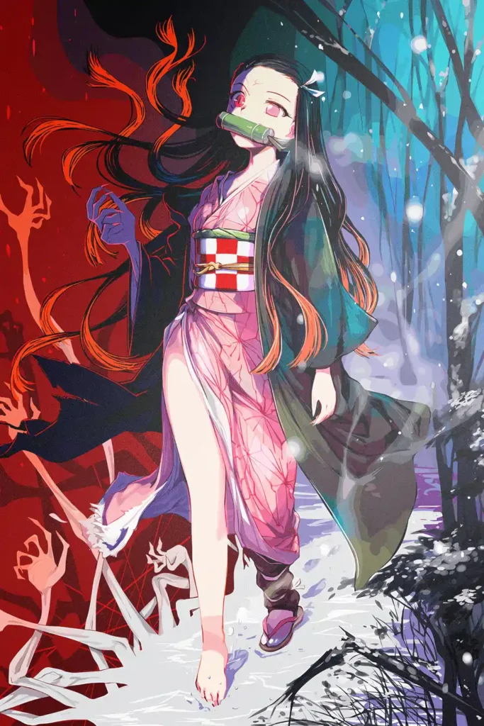 Nezuko Kamado Demon Slayer Original Image High Quality Aluminium Printed Metal Poster