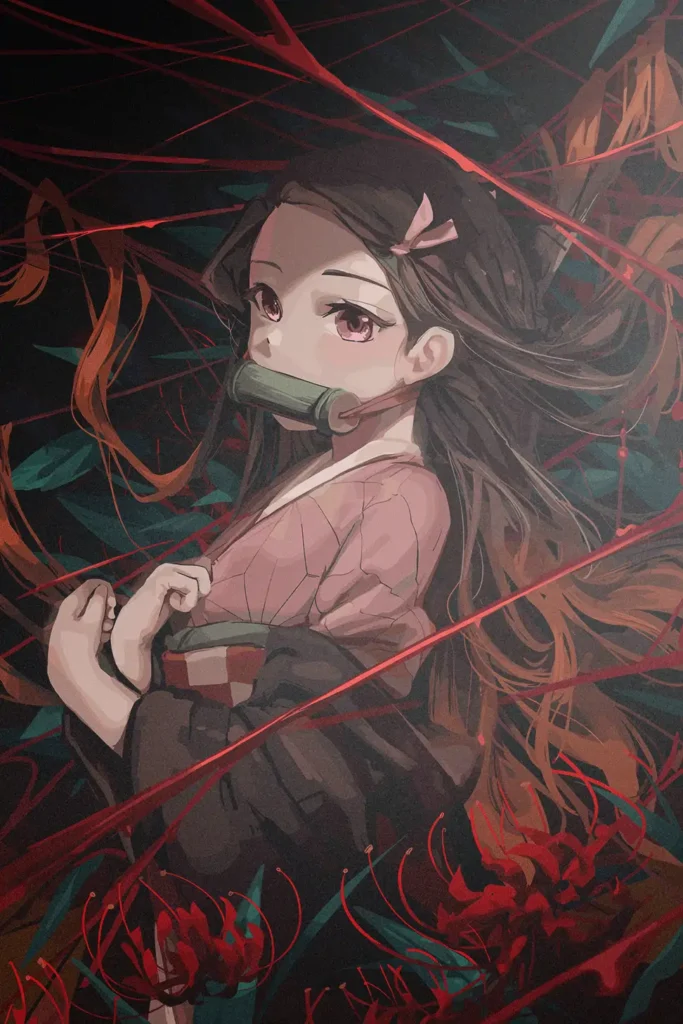 Nezuko Kamado Demon Slayer Original Image High Quality Metal Print