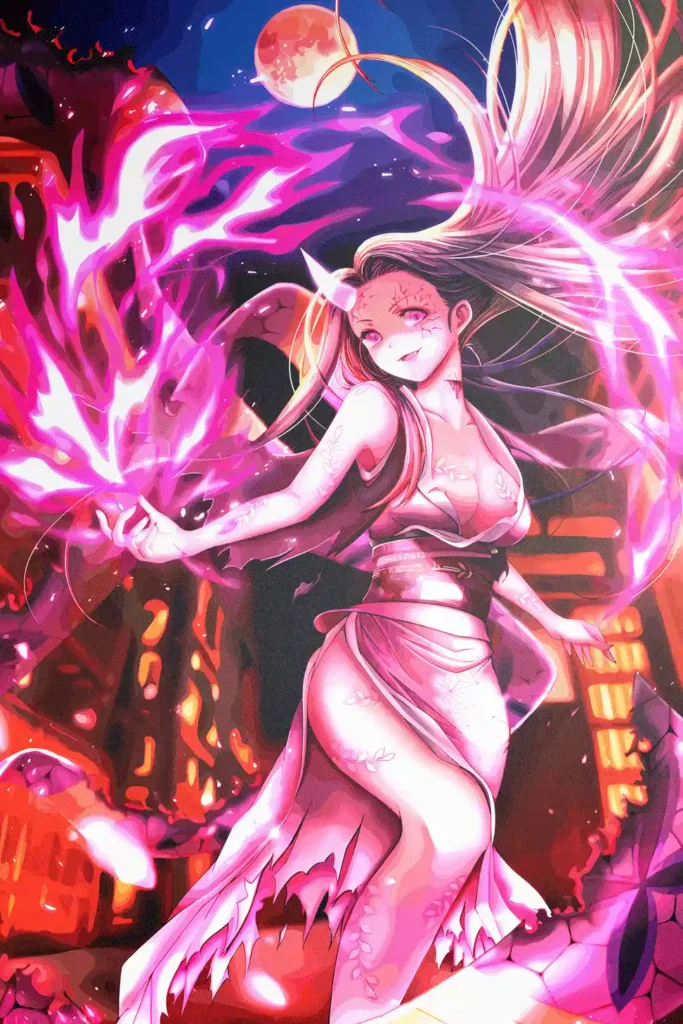 Nezuko Kamado Demon Slayer Original Image High Quality Printed Metal Wall Art