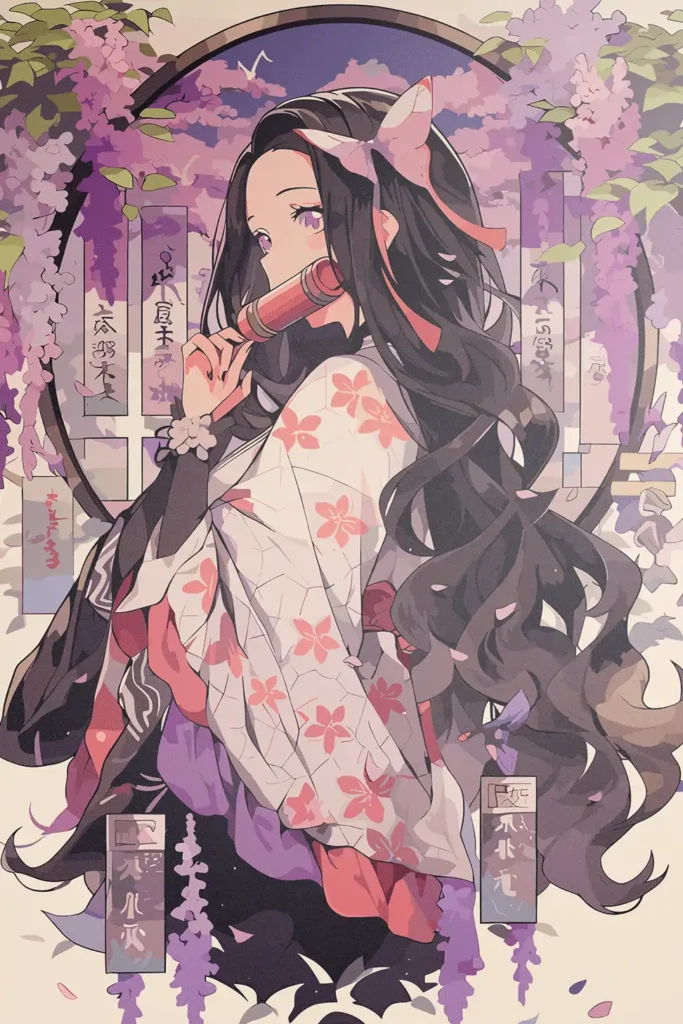 Nezuko Kamado Demon Slayer Original Image Stellar Metal Print Poster