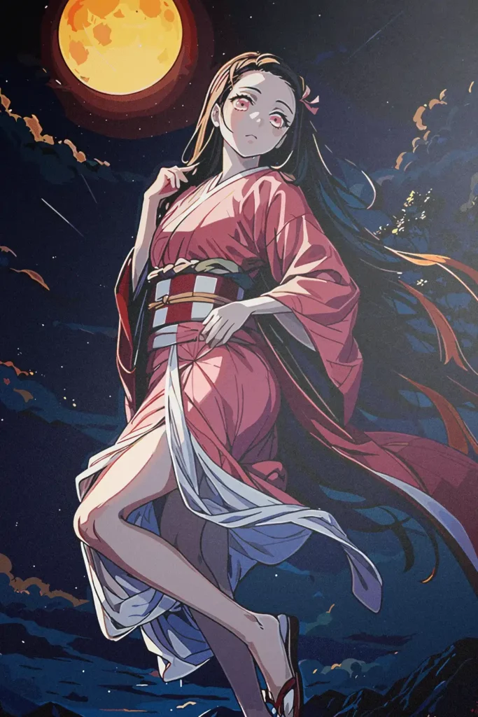 Nezuko Kamado Demon Slayer Original Image Stellar Metal Print Wall Art