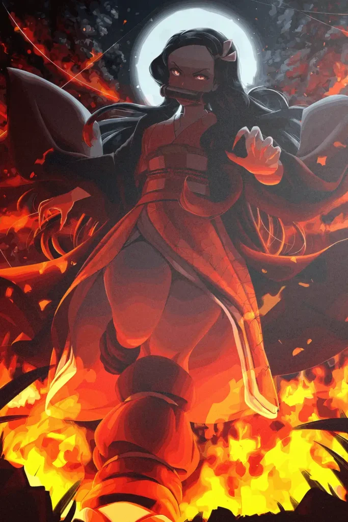 Nezuko Kamado Demon Slayer Original Image Stellar Metal Wall Art Poster
