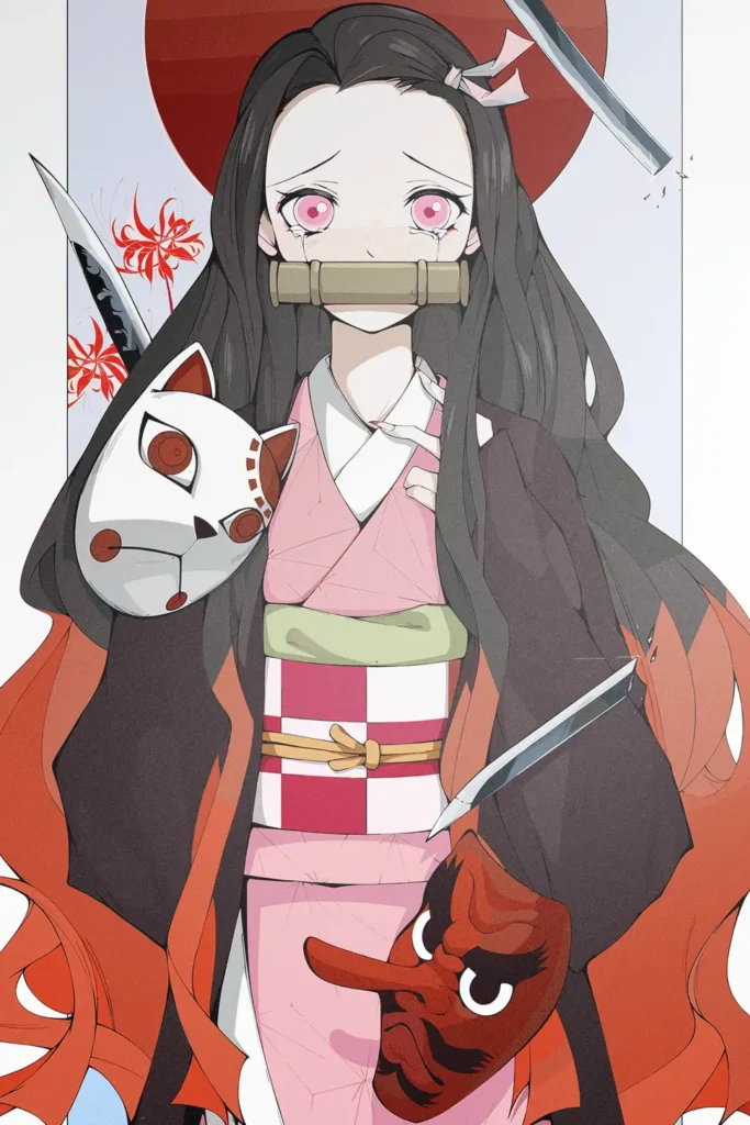 Nezuko Kamado Demon Slayer Original Image Stellar Metal Wall Poster