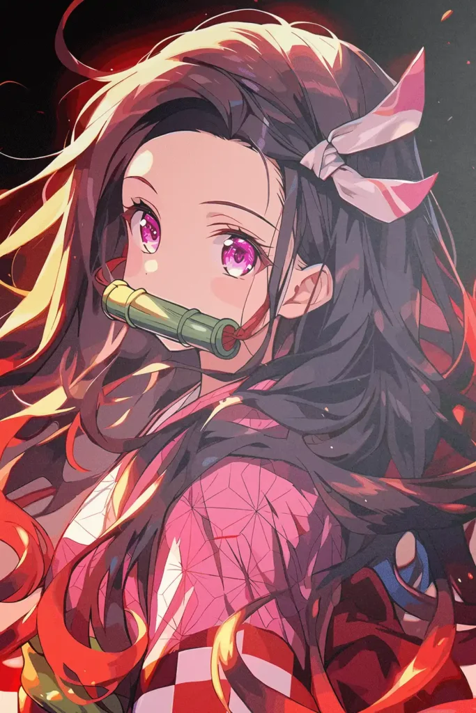 Nezuko Kamado Demon Slayer Original Image Stellar Printed Metal Wall Art