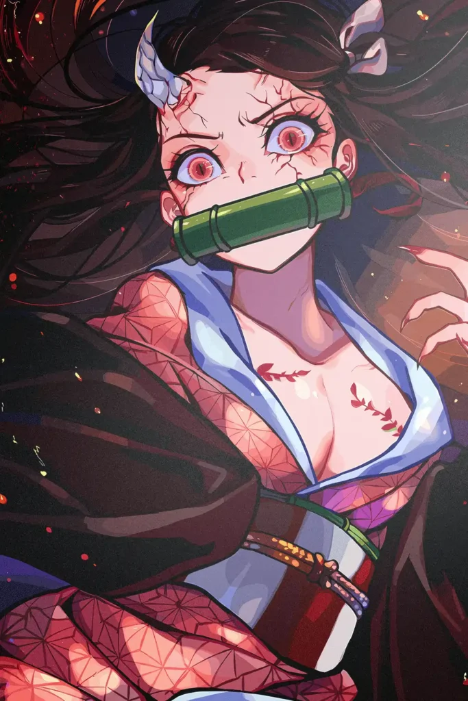 Nezuko Kamado Demon Slayer Original Image Unique Metal Poster