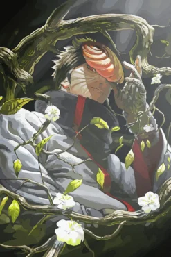 Obito Naruto Haunting Mask in Twisting Vines Exquisite Metal Wall Poster