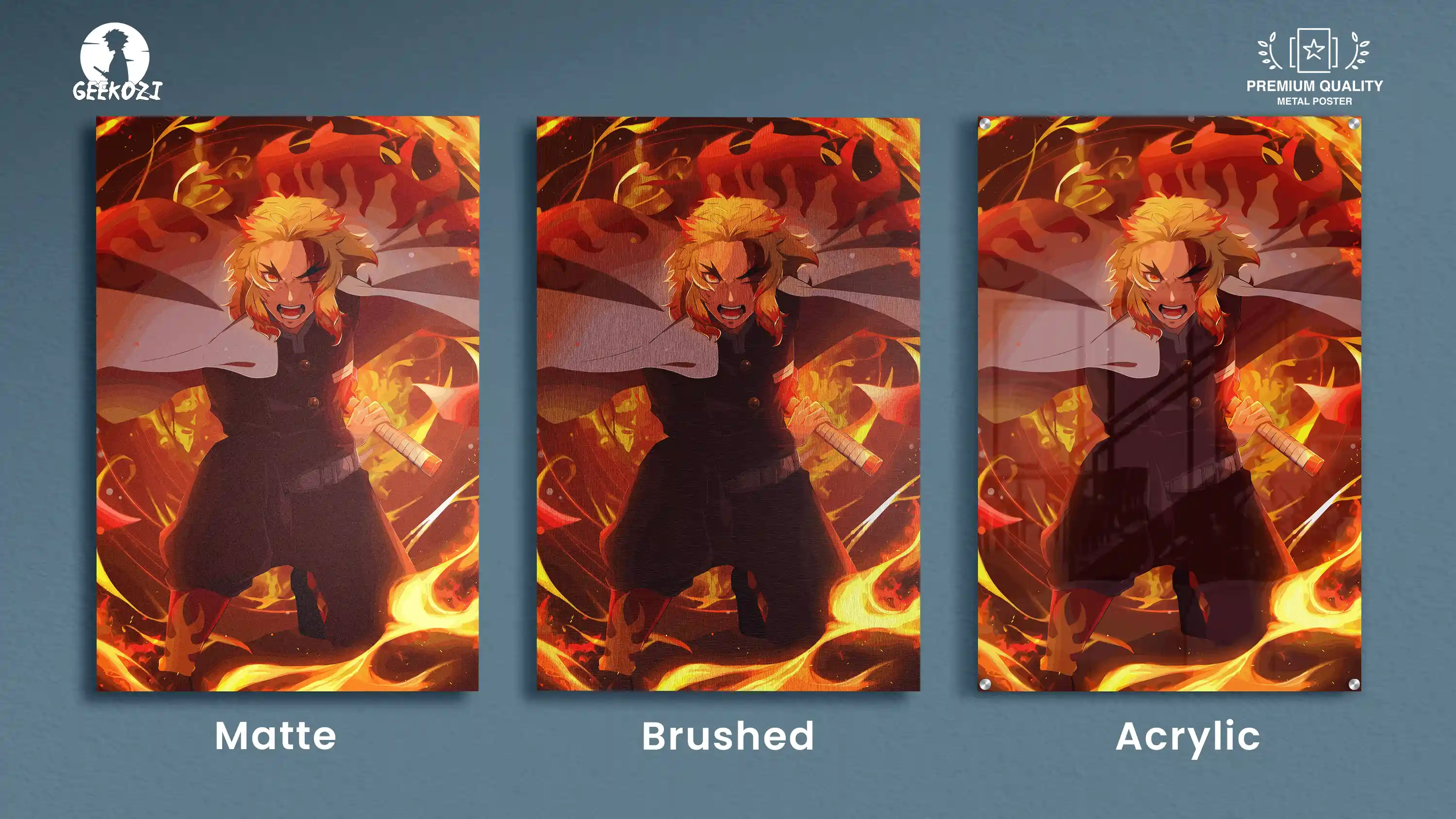 Rengoku Kyojuro Demon Slayer All Product Types Aluminium Metal Print