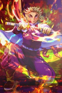 Rengoku Kyojuro Demon Slayer Original Image Deluxe Metal Print