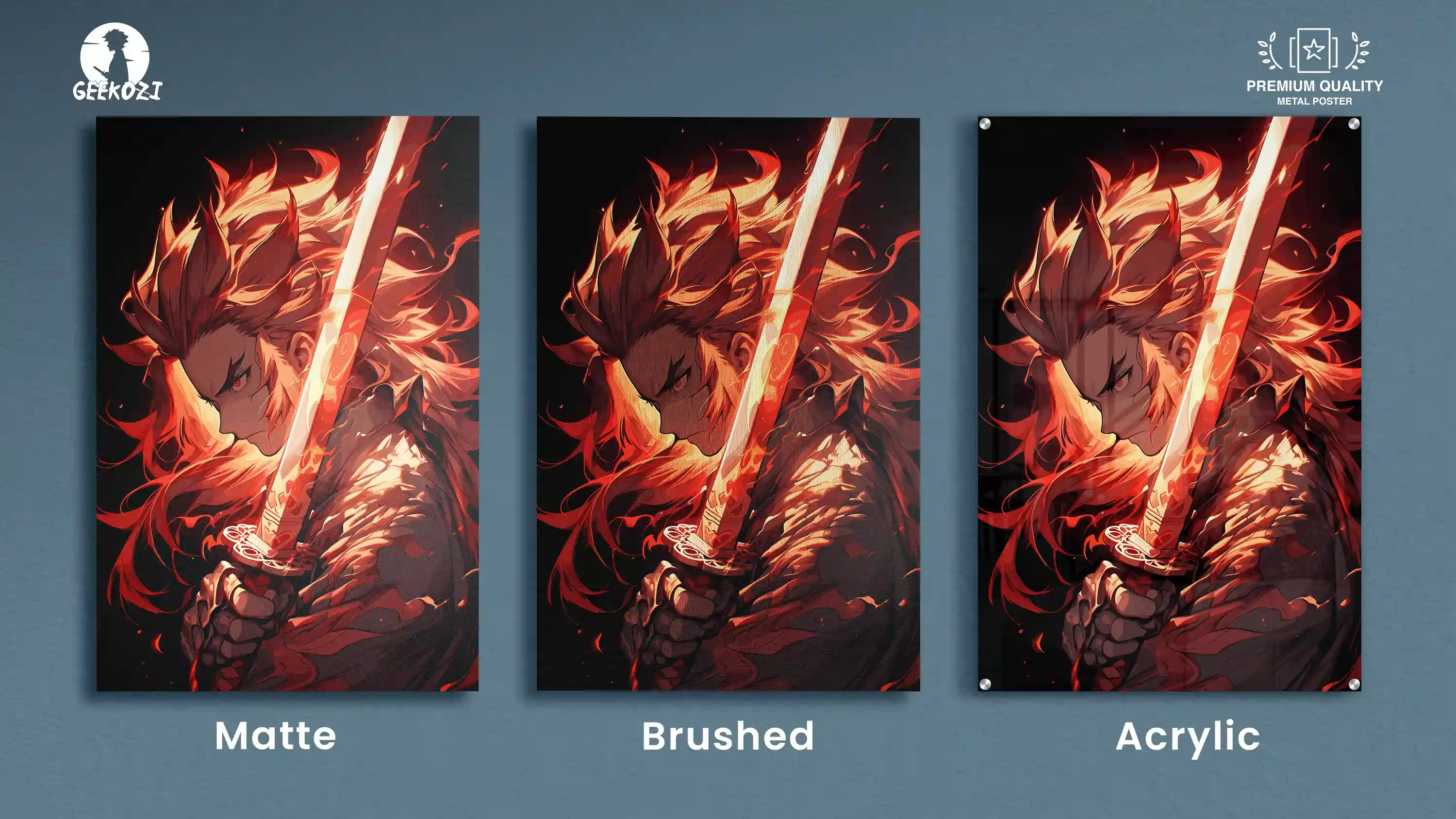 Rengoku Kyojuro Demon Slayer All Product Types Exquisite Metal Print Poster