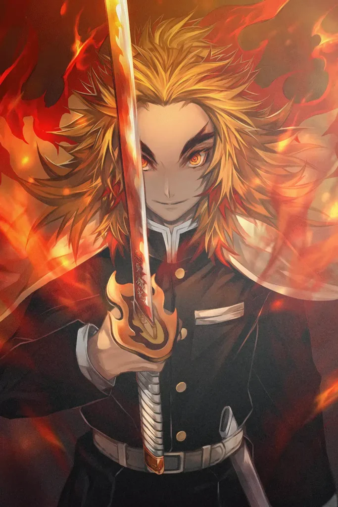 Rengoku Kyojuro Demon Slayer Original Image High Quality Aluminium Printed Metal Poster