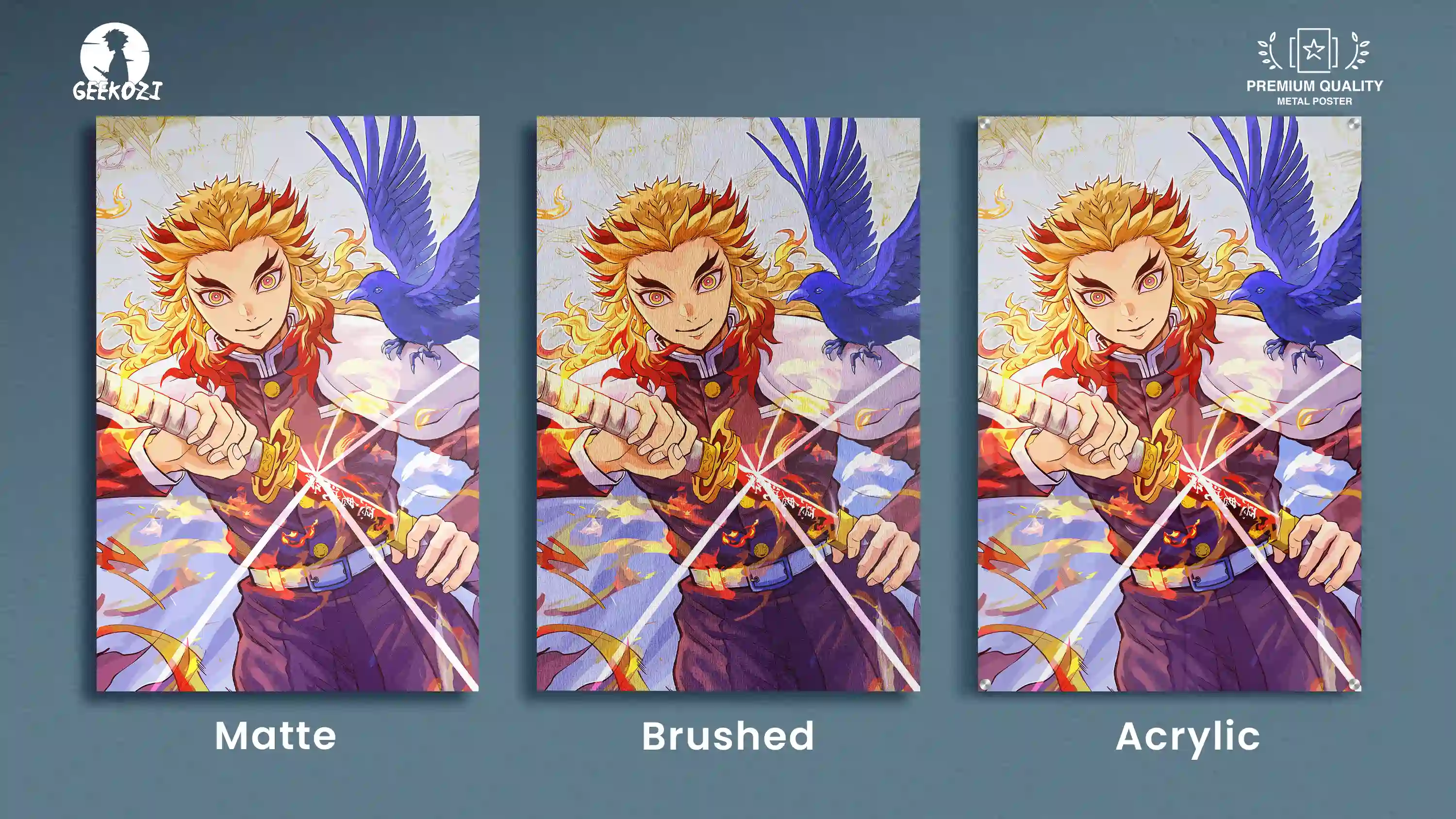Rengoku Kyojuro Demon Slayer All Product Types High Quality Printed Metal Poster