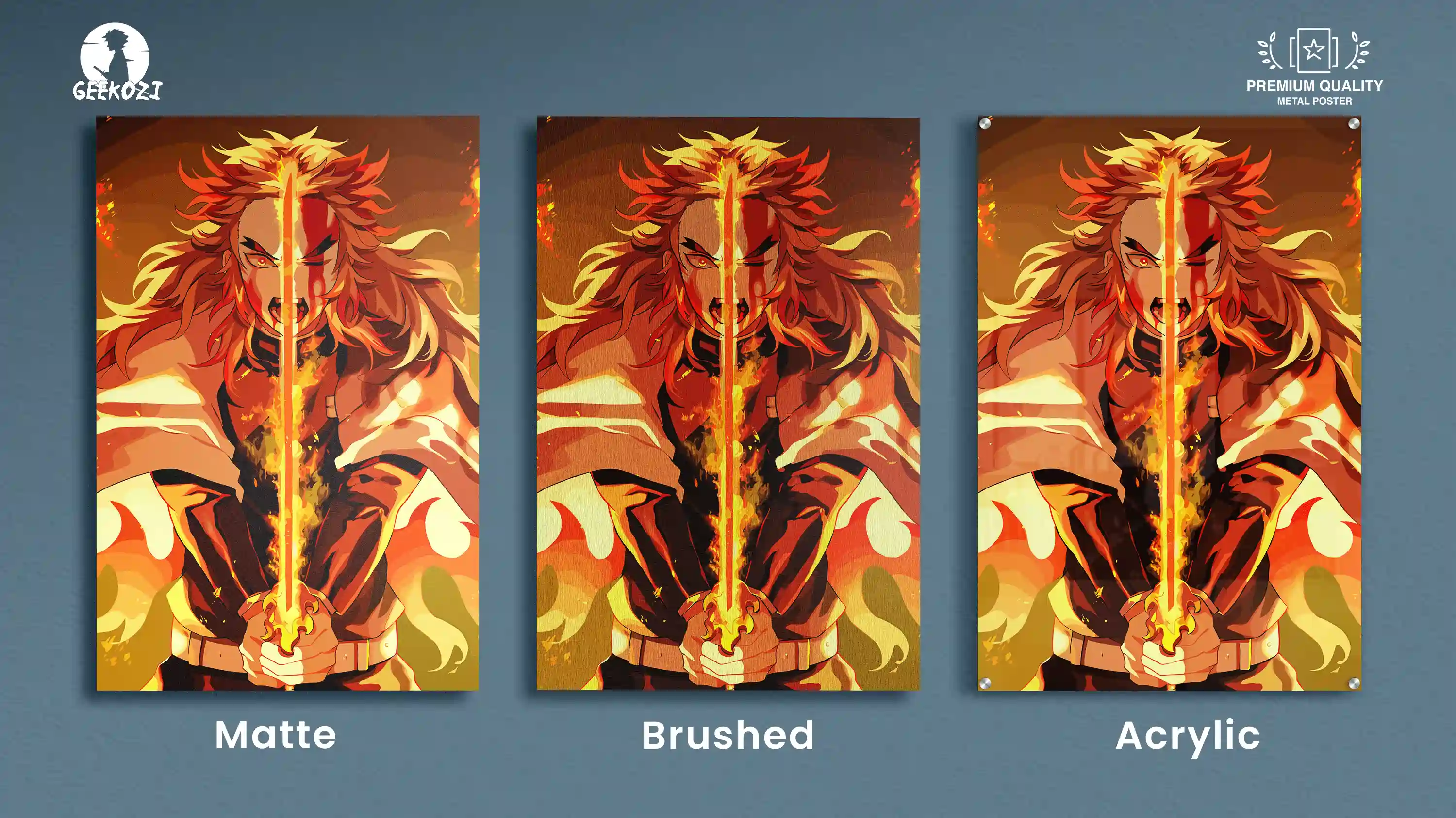 Rengoku Kyojuro Demon Slayer All Product Types Outstanding Printed Metal Poster