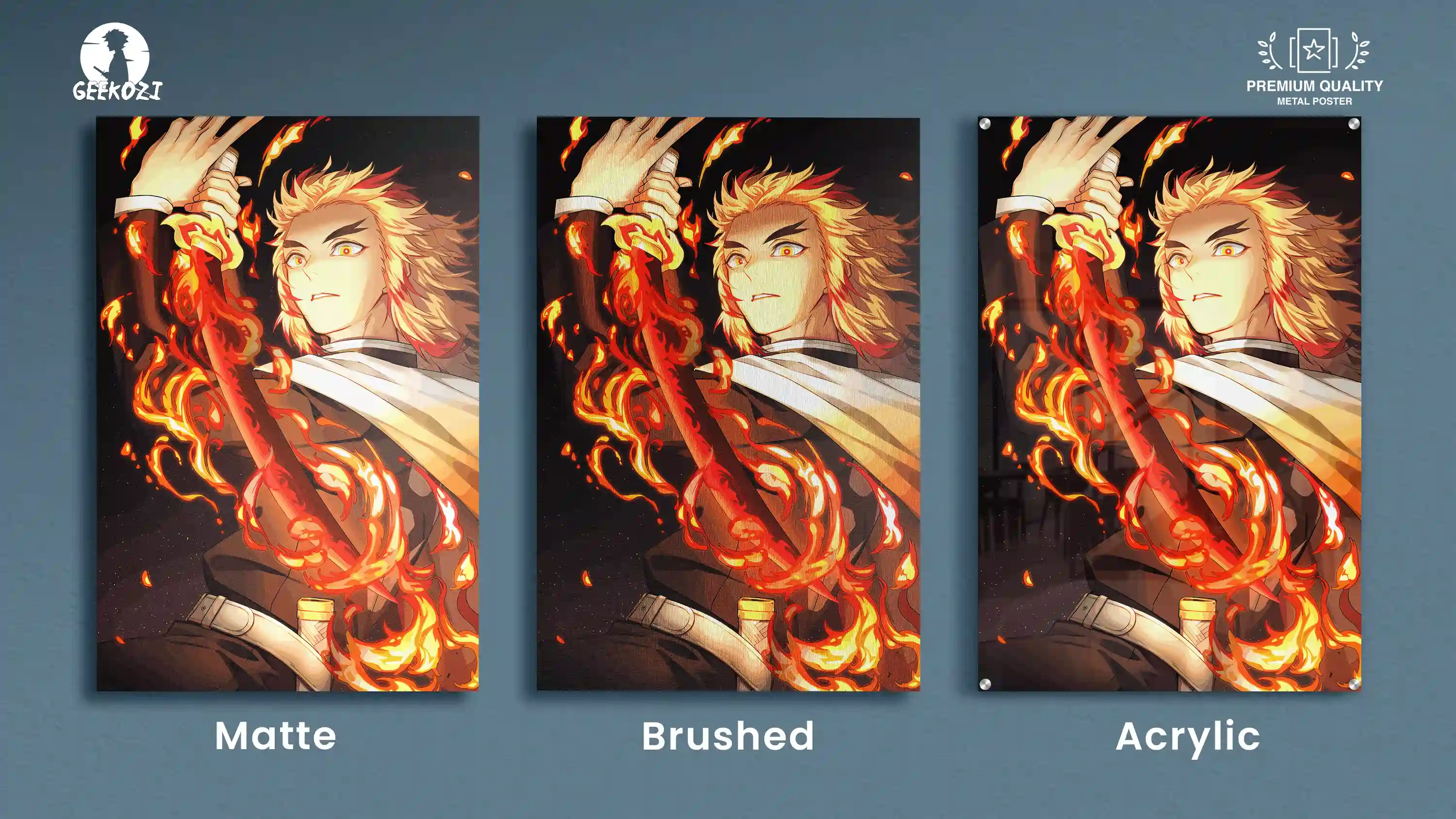 Rengoku Kyojuro Demon Slayer All Product Types Premium Metal Poster