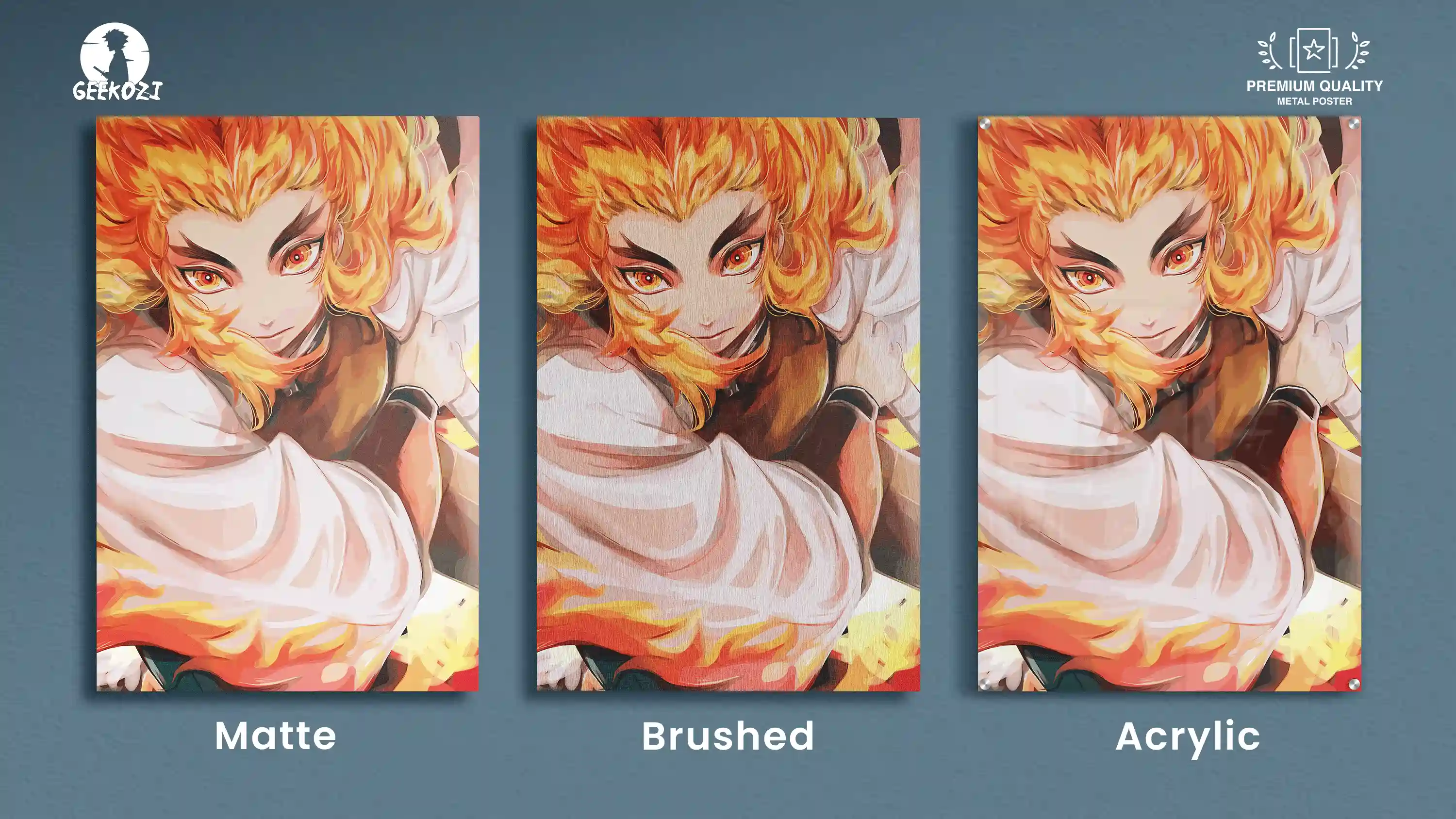 Rengoku Kyojuro Demon Slayer All Product Types Printed Metal Poster
