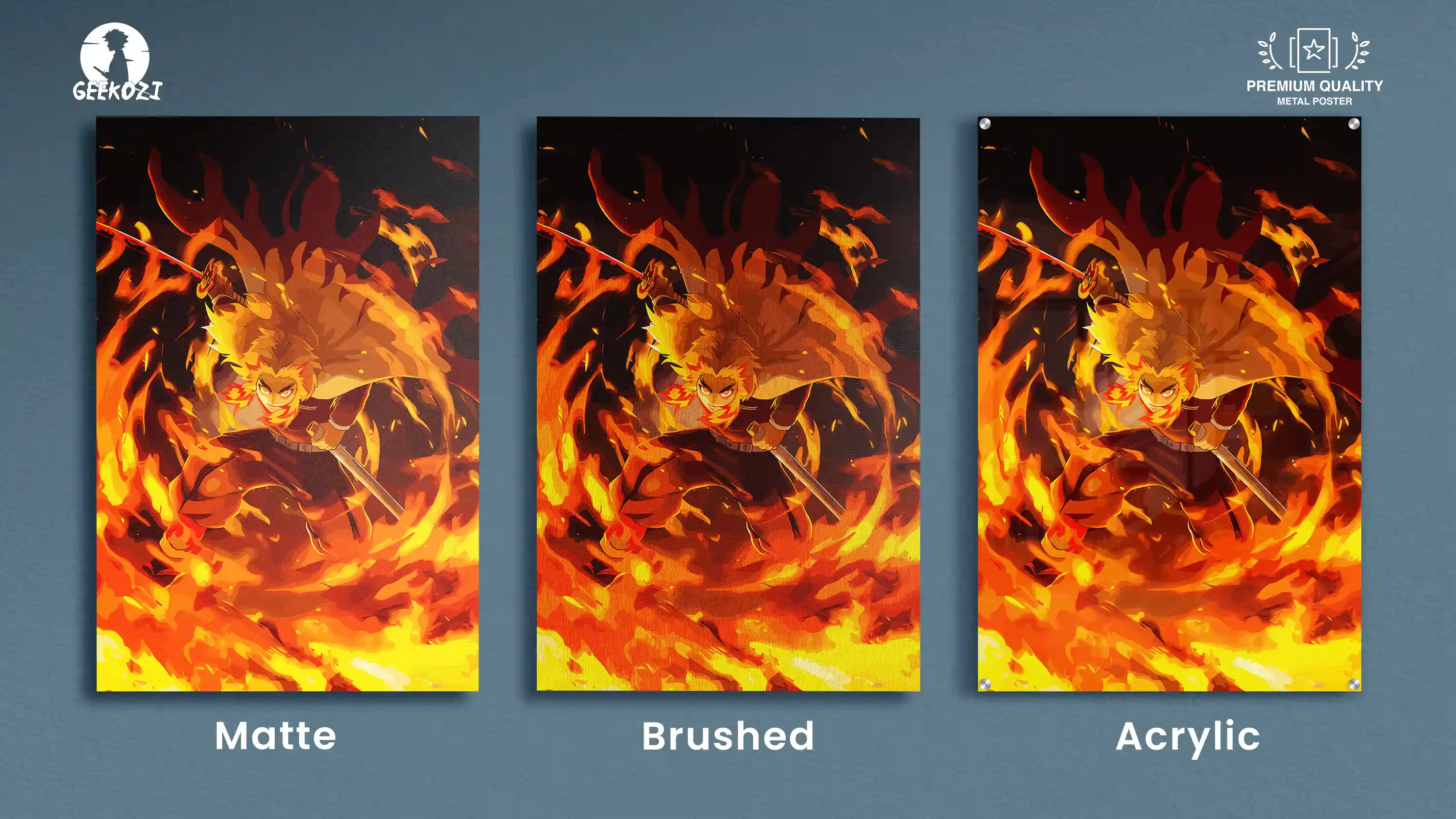 Rengoku Kyojuro Demon Slayer All Product Types Stellar Metal Print Poster