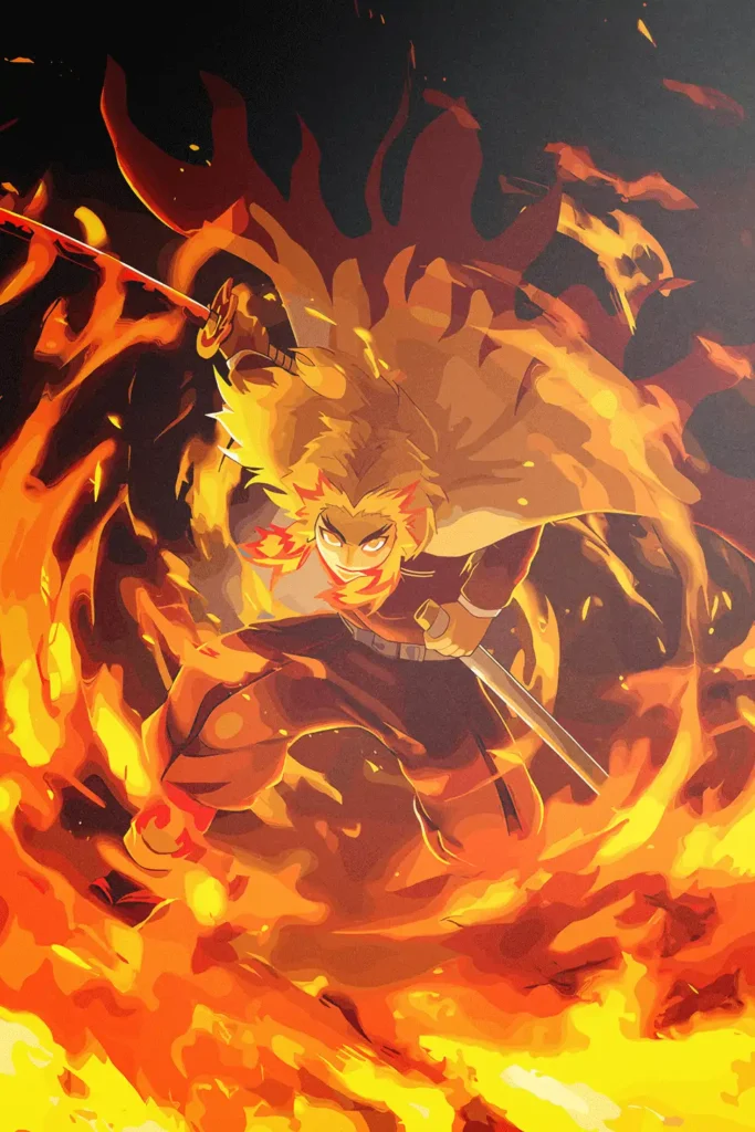 Rengoku Kyojuro Demon Slayer Original Image Stellar Metal Print Poster