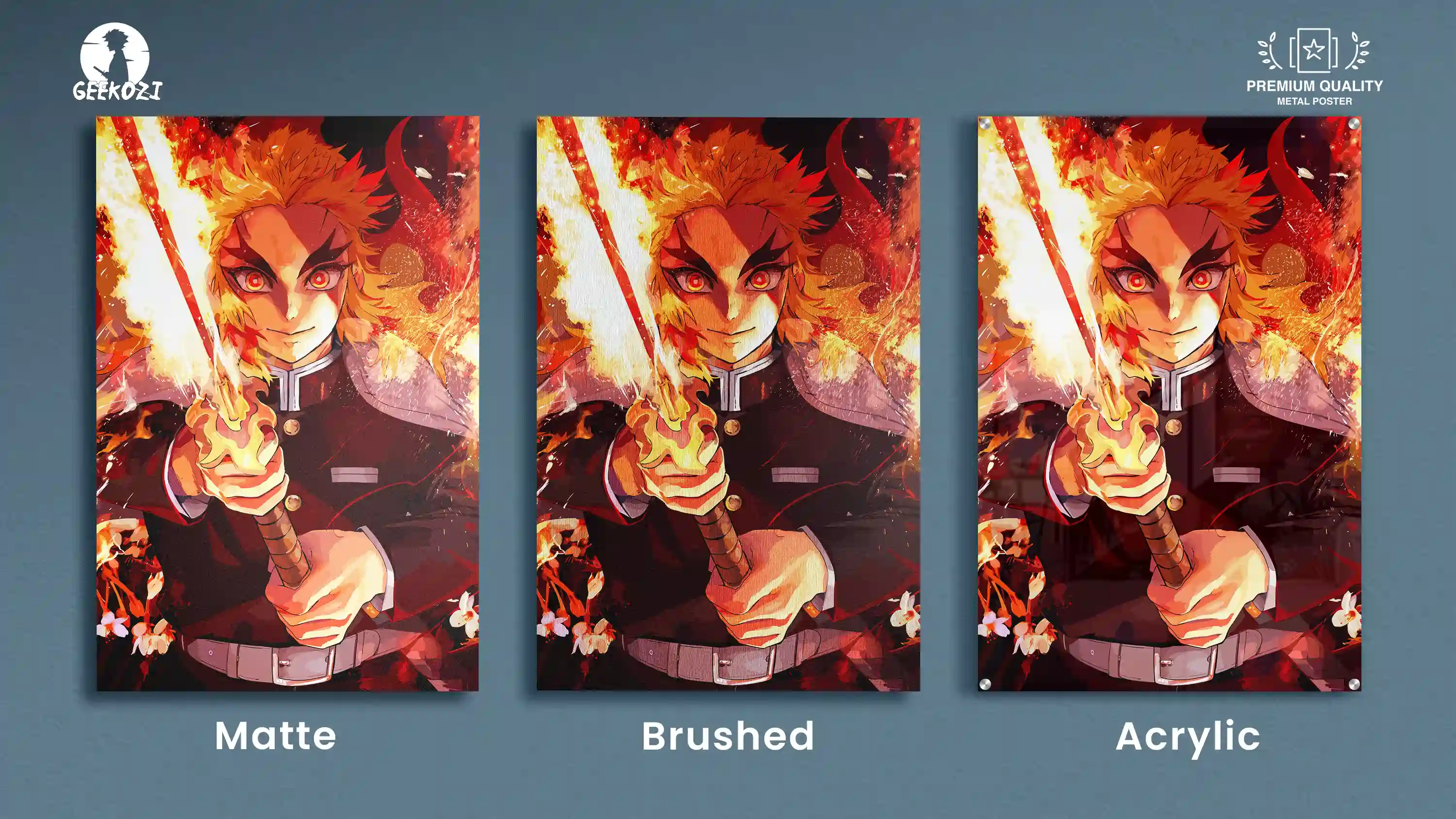Rengoku Kyojuro Demon Slayer All Product Types Unique Metal Print Poster