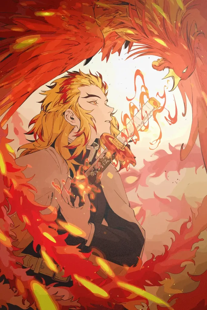 Rengoku Kyojuro Demon Slayer Original Image Unique Metal Print Wall Art