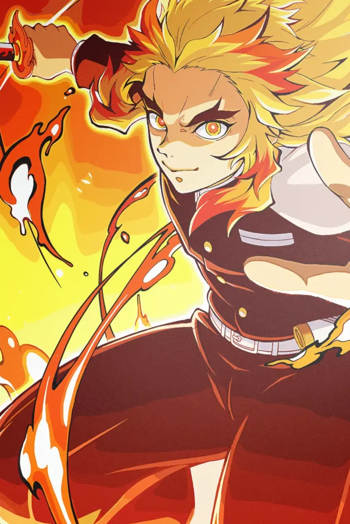 Rengoku Kyojuro Demon Slayer Original Image Unique Metal Wall Poster