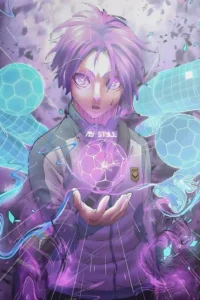 Reo Mikage anime metal poster artistic detail and visual story from Blue Lock
