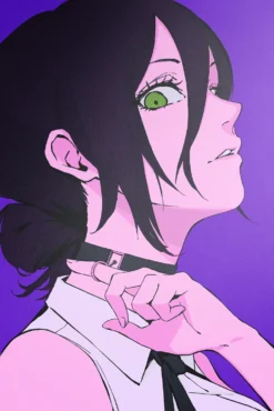 Reze Chainsaw Man Seductive Reveal in Electric Glow Deluxe Metal Print