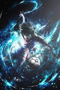 Rin Itoshi anime metal poster artistic detail and visual story from Blue Lock