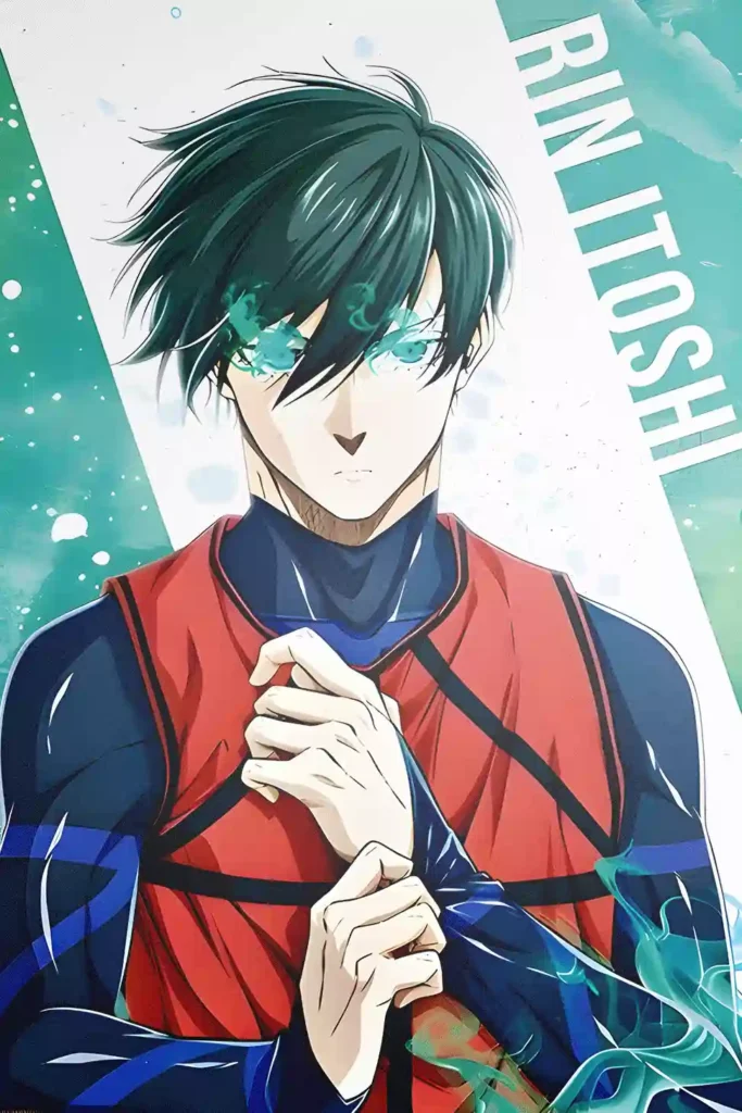 Rin Itoshi anime metal poster artistic detail and visual story from Blue Lock