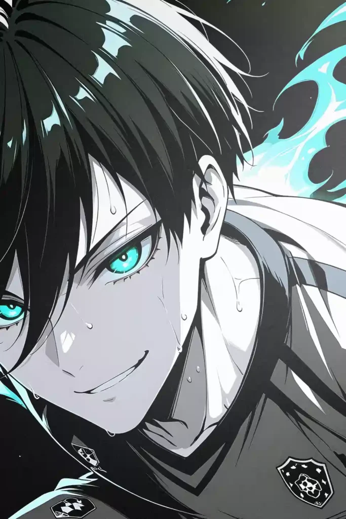 Rin Itoshi Blue Lock anime metal poster artistic showcase image highlighting the design narrative