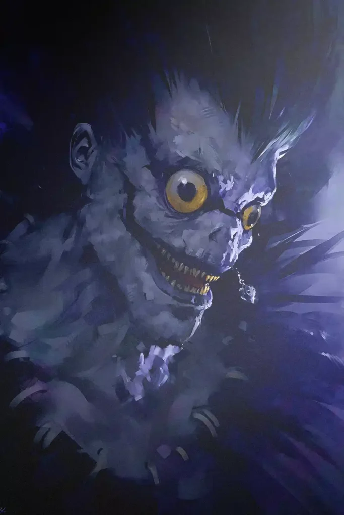 Ryuk Death Note anime metal poster artistic showcase image highlighting the design narrative