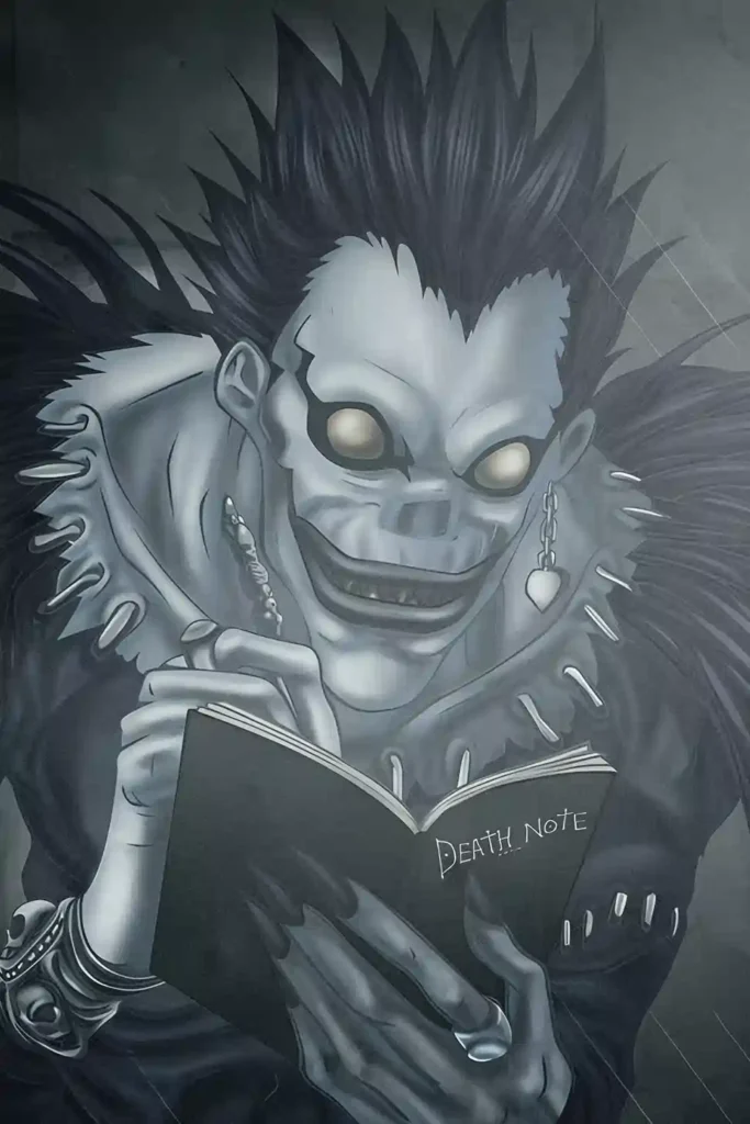 Ryuk Death Note anime metal poster artistic showcase image highlighting the design narrative