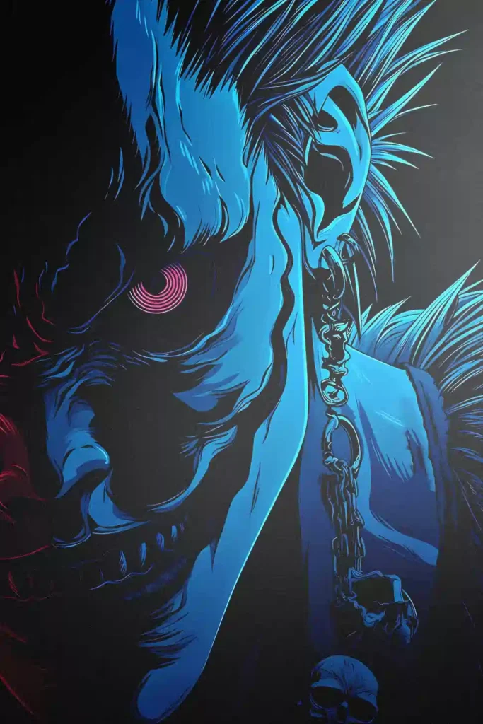 Ryuk anime metal poster artistic detail and visual story from Death Note